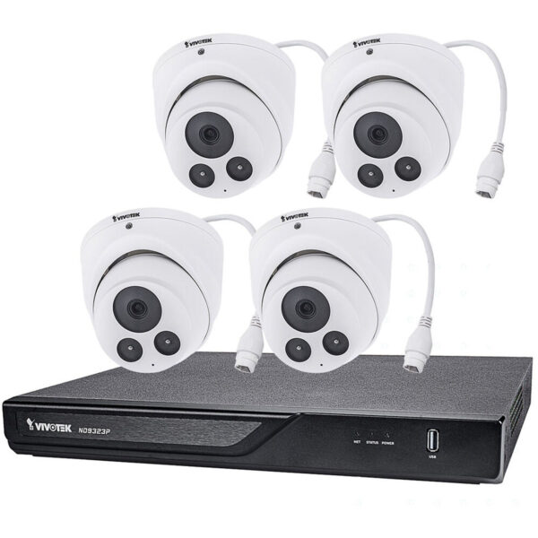 Vivotek ND9323P-2TB-4IT60 H.265 NVR,2TBHDD,8PoEPorts,4xIT9360-H 2MP30MIR OutdrTurret
