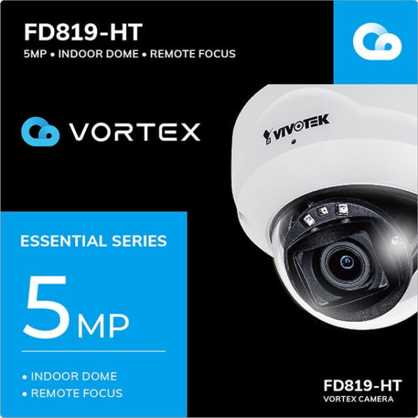 Vivotek FD819-HT-1Y VORTEX Essent. 5MP Indoor Remote Focus Dome w/ 1-yr license - Image 2