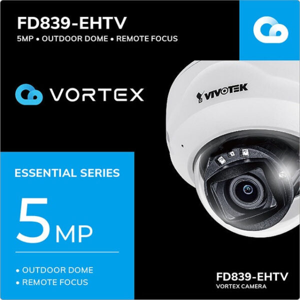 Vivotek FD839-EHTV-1Y VORTEX Essent. 5MP IR IP66 Remote Focus Dome w/ 1-yr license - Image 2