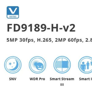 Vivotek FD9189-H-V2 5MP 30M IR H.265 Indoor Dome, IoT Security, 2.8mm