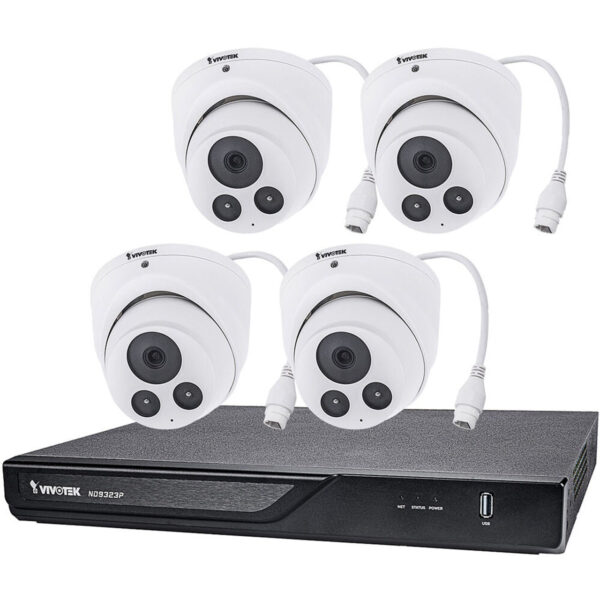 Vivotek ND9323P-2TB-4IT80A H.265 NVR,2TBHDD,8PoEPorts,4xIT9380-HF2 5MP30MIR OutdrTurret